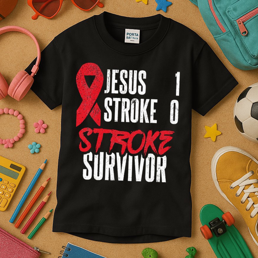 Jesus 1 Stroke 0 Stoke Awareness Stroke Survivor Kids T-Shirt