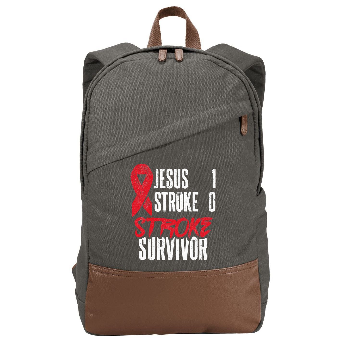 Jesus 1 Stroke 0 Stoke Awareness Stroke Survivor Cotton Canvas Backpack