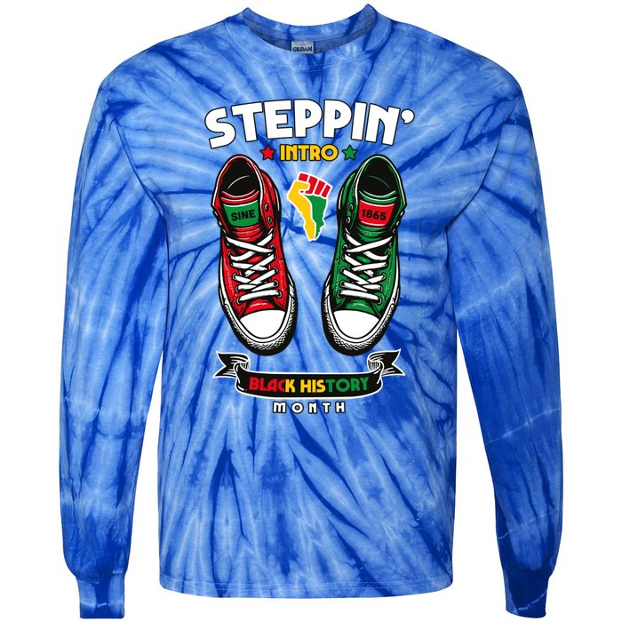 Junenth 1865 Stepping Into Black History Month Cool Gift Tie-Dye Long Sleeve Shirt