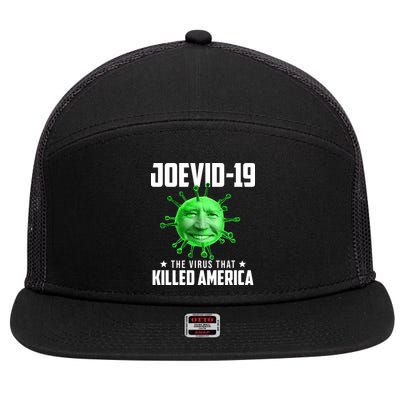 Joevid 19 The Virus That Killed America Funny Joe Biden 7 Panel Mesh Trucker Snapback Hat
