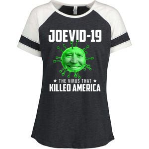 Joevid 19 The Virus That Killed America Funny Joe Biden Enza Ladies Jersey Colorblock Tee