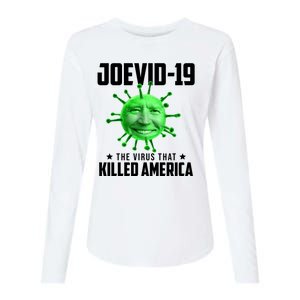 Joevid 19 The Virus That Killed America Funny Joe Biden Womens Cotton Relaxed Long Sleeve T-Shirt