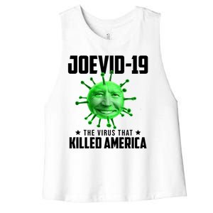 Joevid 19 The Virus That Killed America Funny Joe Biden Women's Racerback Cropped Tank