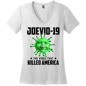 Joevid 19 The Virus That Killed America Funny Joe Biden Women's V-Neck T-Shirt