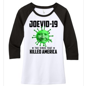 Joevid 19 The Virus That Killed America Funny Joe Biden Women's Tri-Blend 3/4-Sleeve Raglan Shirt