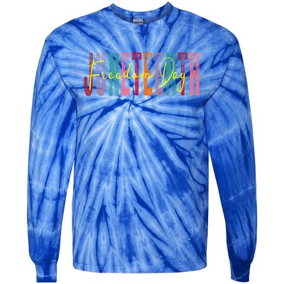 Junenth 2024 19 June 1865 Groovy Wavy Retro Art Freedom Gift Tie-Dye Long Sleeve Shirt