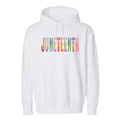 Junenth 2024 19 June 1865 Groovy Wavy Retro Art Freedom Gift Garment-Dyed Fleece Hoodie