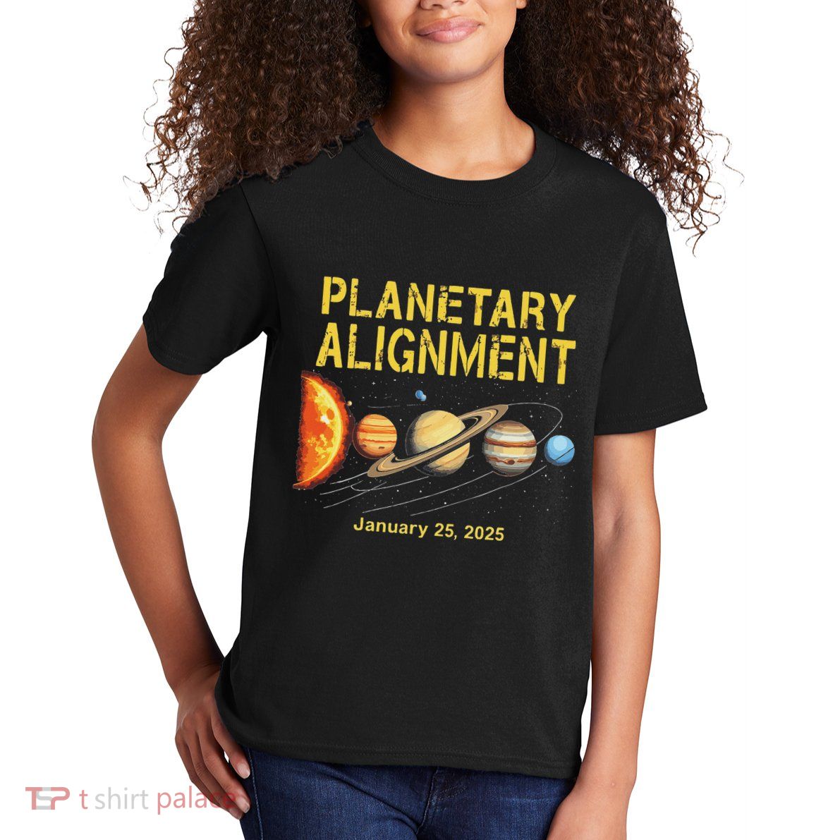 January 25 2025 Planetary Alignment Astronomy Space Lovers Kids T-Shirt
