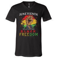 Juneteenth 2024 Black Freedom 1865 Pride V-Neck T-Shirt