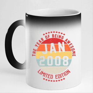 Jan 2008 Birthday The Year Of Being Awesome Gift 11oz Black Color Changing Mug