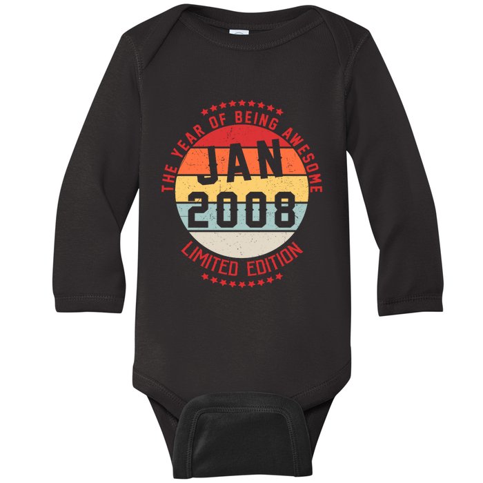 Jan 2008 Birthday The Year Of Being Awesome Gift Baby Long Sleeve Bodysuit