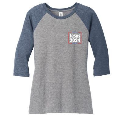 Jesus 2024 Crosses Women's Tri-Blend 3/4-Sleeve Raglan Shirt