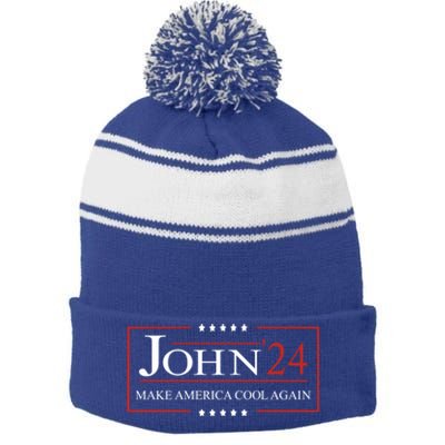 John 2024 Campaign Birthday Make America Cool Again Gift Stripe Pom Pom Beanie