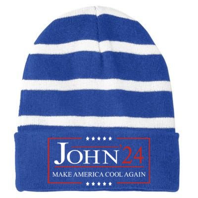 John 2024 Campaign Birthday Make America Cool Again Gift Striped Beanie with Solid Band