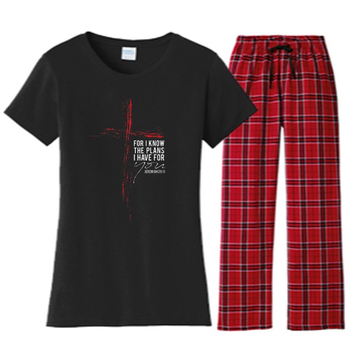 Jeremiah 2911 Christian Religious Bible Verse Gifts Cross Women's Flannel Pajama Set