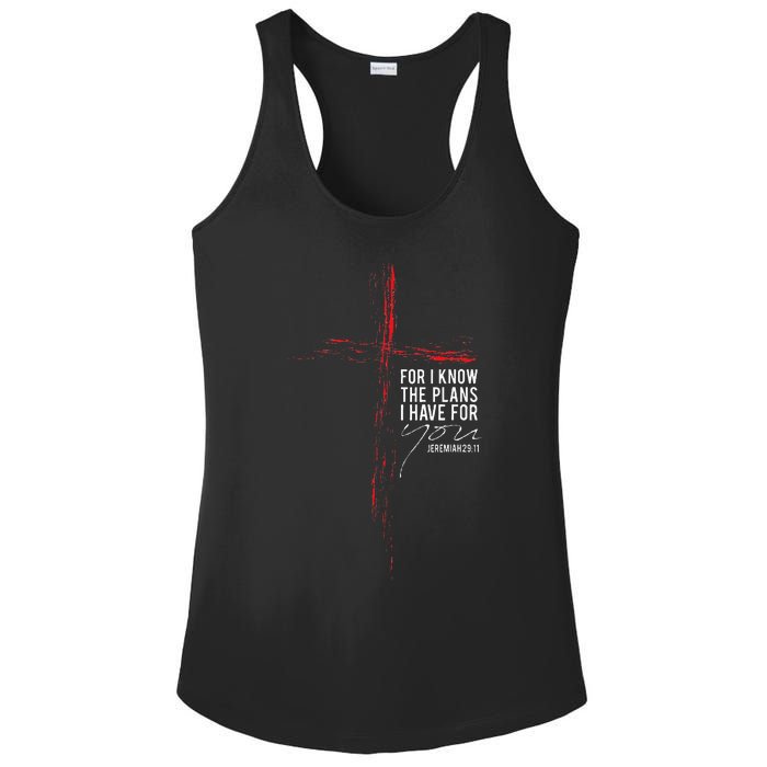 Jeremiah 2911 Christian Religious Bible Verse Gifts Cross Ladies PosiCharge Competitor Racerback Tank