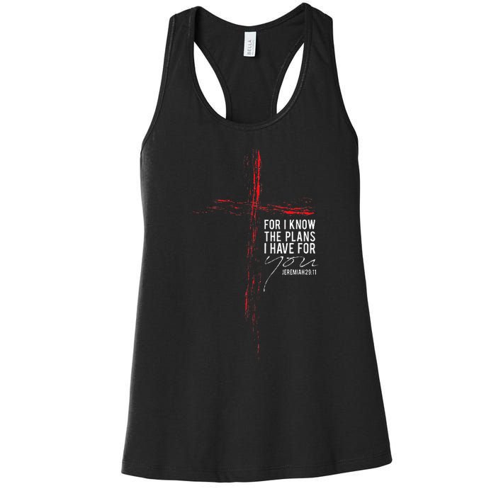 Jeremiah 2911 Christian Religious Bible Verse Gifts Cross Women's Racerback Tank