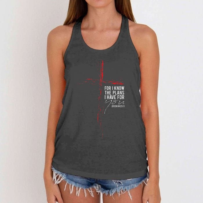 Jeremiah 2911 Christian Religious Bible Verse Gifts Cross Women's Knotted Racerback Tank