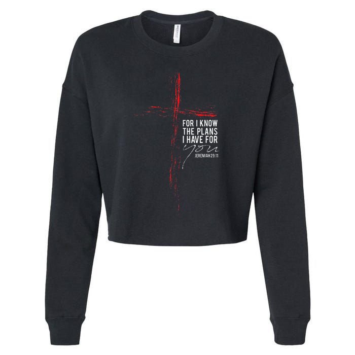 Jeremiah 2911 Christian Religious Bible Verse Gifts Cross Cropped Pullover Crew