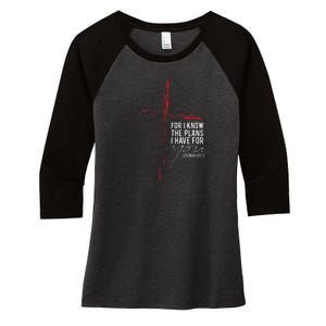 Jeremiah 2911 Christian Religious Bible Verse Gifts Cross Women's Tri-Blend 3/4-Sleeve Raglan Shirt