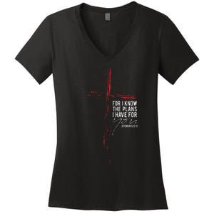 Jeremiah 2911 Christian Religious Bible Verse Gifts Cross Women's V-Neck T-Shirt