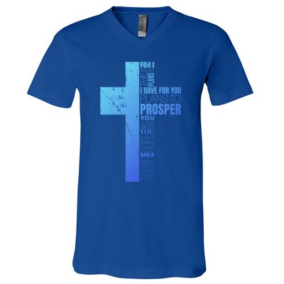 Jeremiah 29:11 Christian Cross Funny Gift Verse Sayings Meaningful Gift V-Neck T-Shirt