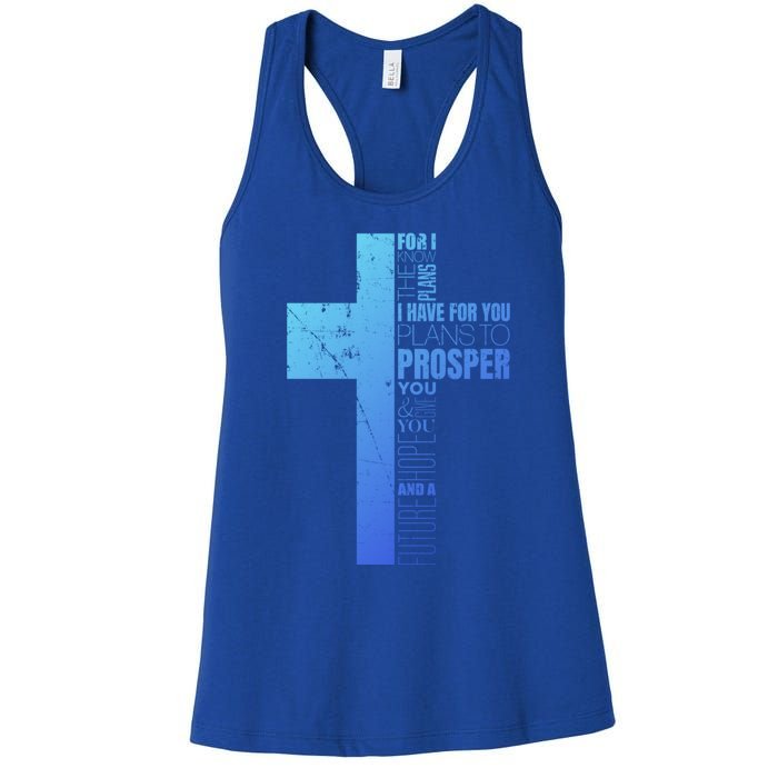 Jeremiah 29:11 Christian Cross Funny Gift Verse Sayings Meaningful Gift Women's Racerback Tank