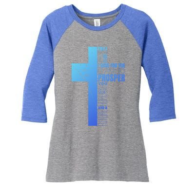 Jeremiah 29:11 Christian Cross Funny Gift Verse Sayings Meaningful Gift Women's Tri-Blend 3/4-Sleeve Raglan Shirt