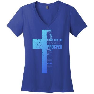 Jeremiah 29:11 Christian Cross Funny Gift Verse Sayings Meaningful Gift Women's V-Neck T-Shirt