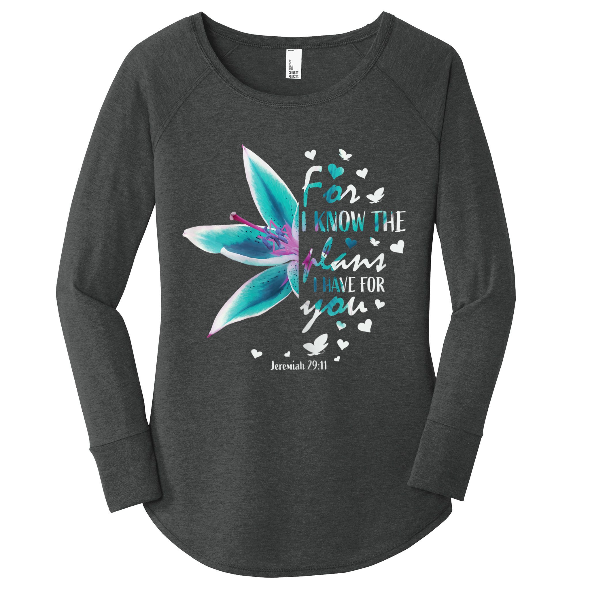 Jeremiah 29:11 Christian Bible Verse Gifts Religious Faith Women's Perfect Tri Tunic Long Sleeve Shirt