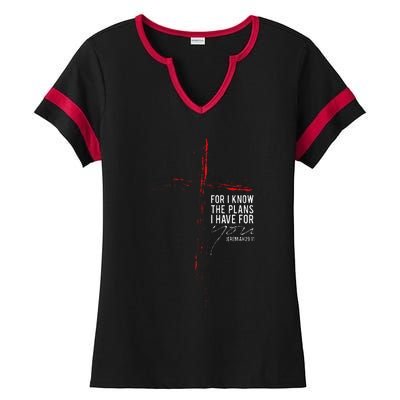 Jeremiah 2911 Christian Religious Bible Verse Gifts Cross Ladies Halftime Notch Neck Tee