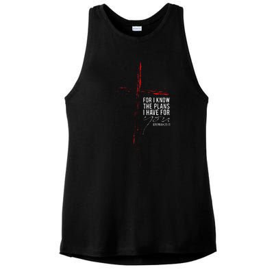 Jeremiah 2911 Christian Religious Bible Verse Gifts Cross Ladies PosiCharge Tri-Blend Wicking Tank