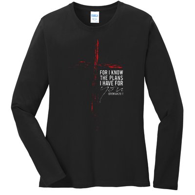 Jeremiah 2911 Christian Religious Bible Verse Gifts Cross Ladies Long Sleeve Shirt