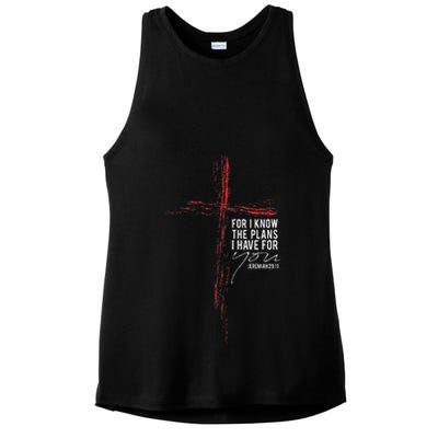 Jeremiah 2911 Christian Religious Faith Verse Cross Graphic Ladies PosiCharge Tri-Blend Wicking Tank