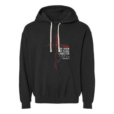 Jeremiah 2911 Christian Religious Faith Verse Cross Graphic Garment-Dyed Fleece Hoodie