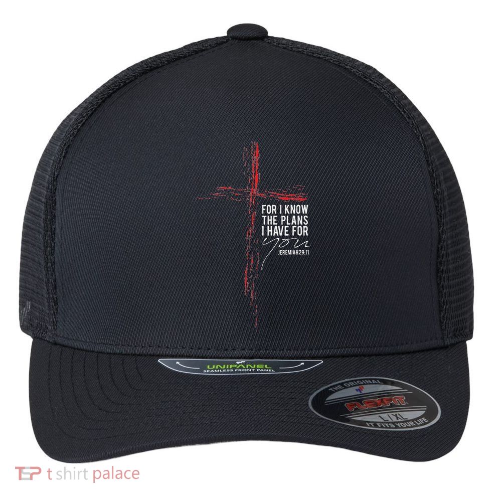 Jeremiah 2911 Christian Religious Faith Verse Cross Graphic Flexfit Unipanel Trucker Cap