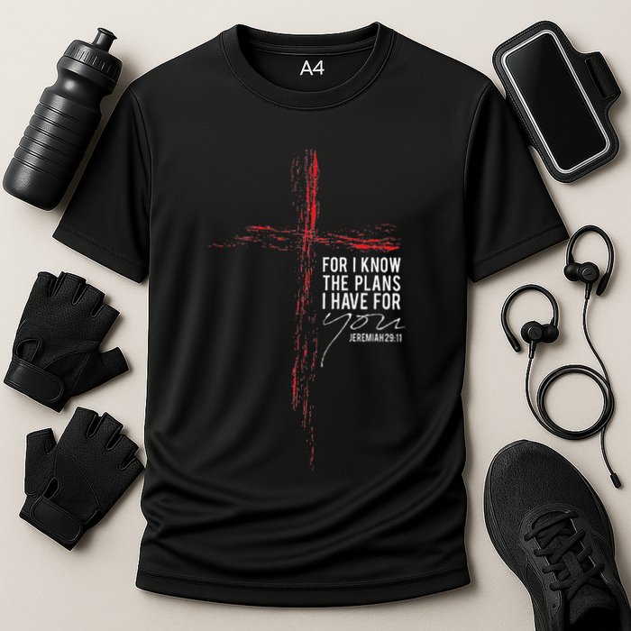 Jeremiah 2911 Christian Religious Faith Verse Cross Graphic Cooling Performance Crew T-Shirt