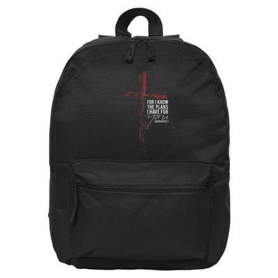 Jeremiah 2911 Christian Religious Faith Verse Cross Graphic 16 in Basic Backpack