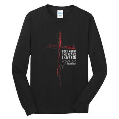 Jeremiah 2911 Christian Religious Faith Verse Cross Graphic Tall Long Sleeve T-Shirt