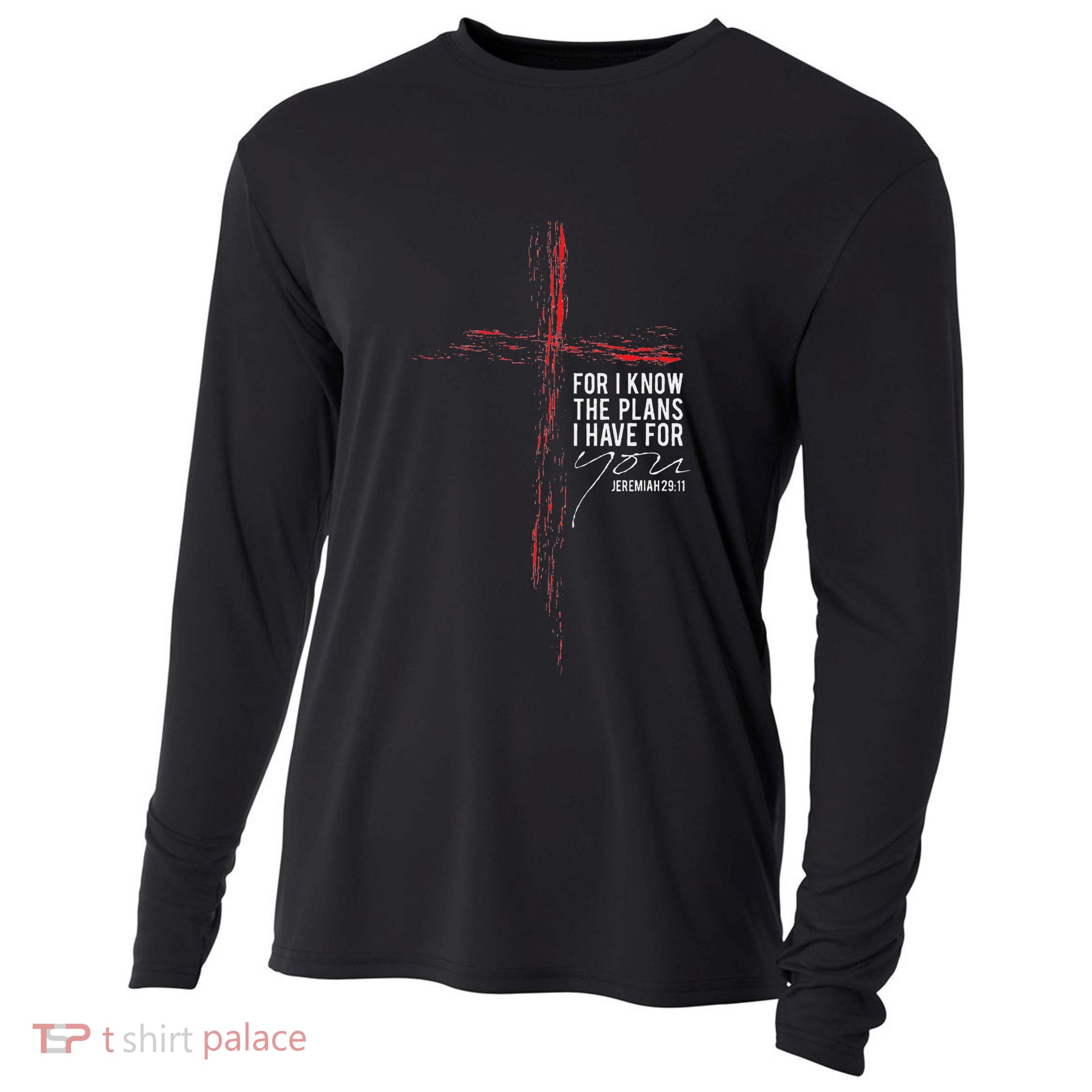 Jeremiah 2911 Christian Religious Faith Verse Cross Graphic Cooling Performance Long Sleeve Crew