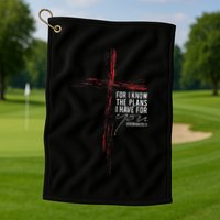 Jeremiah 2911 Christian Religious Faith Verse Cross Graphic Golf Towel