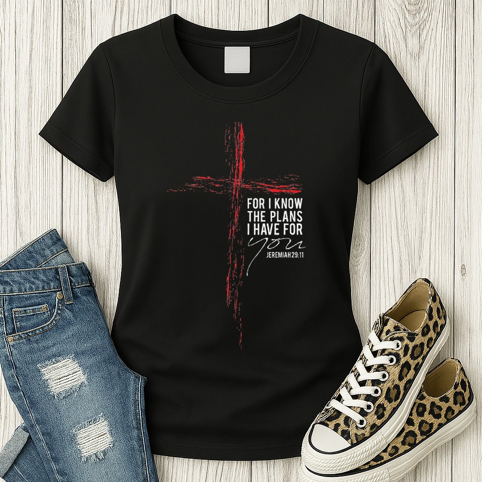 Jeremiah 2911 Christian Religious Faith Verse Cross Graphic Womens T-Shirt