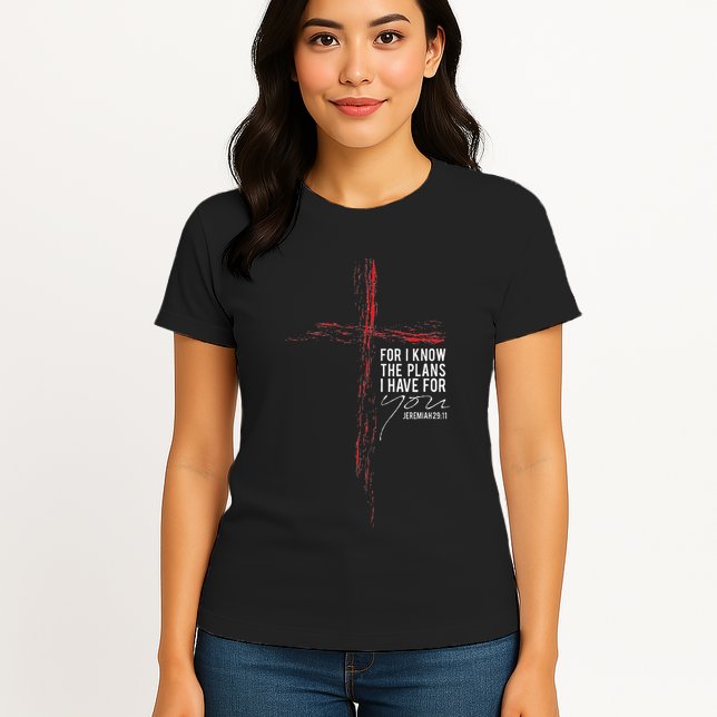 Jeremiah 2911 Christian Religious Faith Verse Cross Graphic Womens T-Shirt