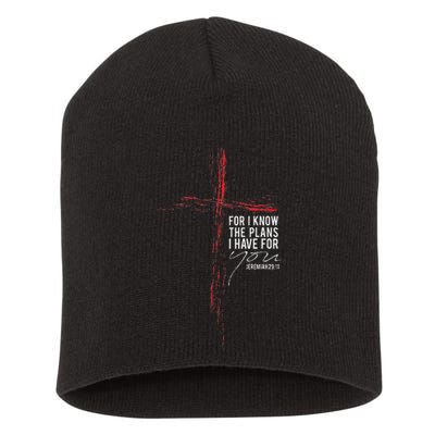 Jeremiah 2911 Christian Religious Faith Verse Cross Graphic Short Acrylic Beanie