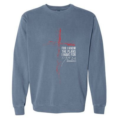 Jeremiah 2911 Christian Religious Faith Verse Cross Graphic Garment-Dyed Sweatshirt