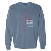 Jeremiah 2911 Christian Religious Faith Verse Cross Graphic Garment-Dyed Sweatshirt