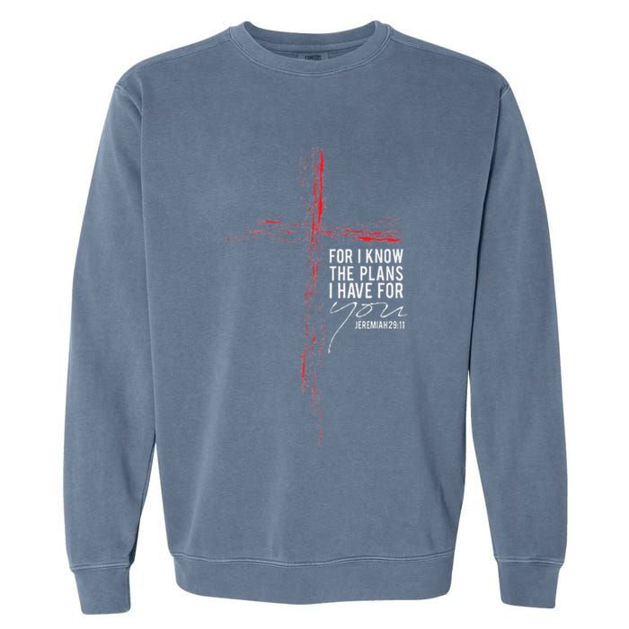 Jeremiah 2911 Christian Religious Faith Verse Cross Graphic Garment-Dyed Sweatshirt