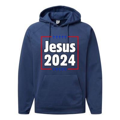 Jesus 2024 Crosses Performance Fleece Hoodie