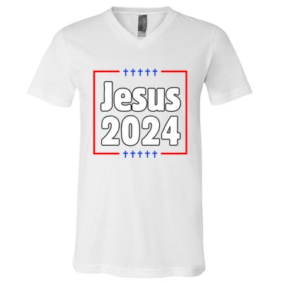 Jesus 2024 Crosses V-Neck T-Shirt