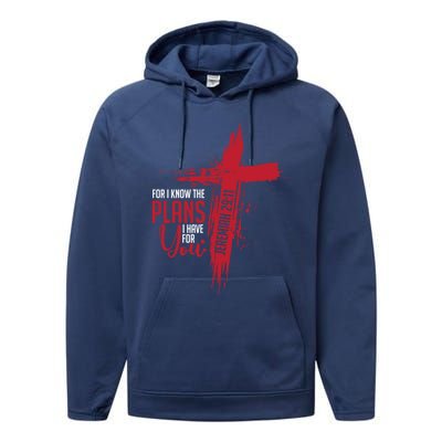 Jeremiah 29:11 Christian Religious Bible Verse Cross Gift Performance Fleece Hoodie